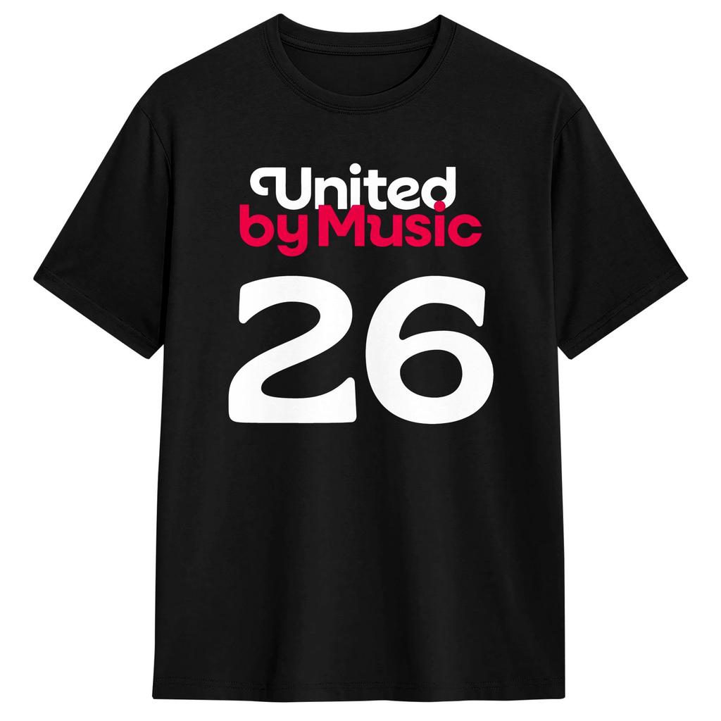 United By Music Eurovisions Song Contest 26 T Shirt Summer Novelty T Shirts Adult 100 Cotton Round Neck 5XL Tees Short Sleeve