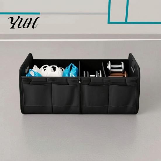 Car Interior Accessories Trunk Organizer, Partitioned Compartments Design, Durable Waterproof Oxford Cloth Storage Box Cargo Container for Vehicle And