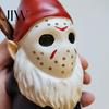Unique Personalized Halloween Gifts Voorhees Resin Figurine, Cute Horror Hockey Mask Gnome Statue Decorations with Knife, Distressed Hand-Painted
