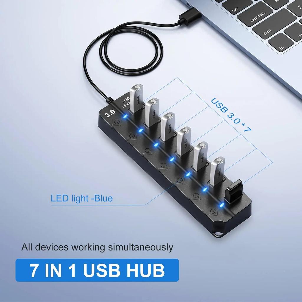 7 в 1 USB 3.0 концентратор 5 Гбит/с высокоскоростной разветвитель с переключателем управления USB док-станция OTG адаптер для ПК портативного компьютера
