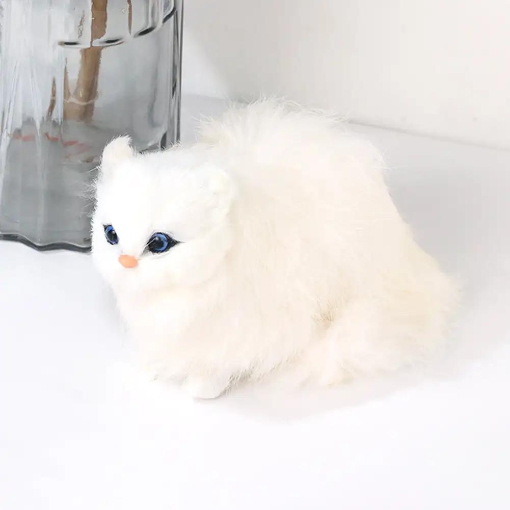 Simulation Furry Hanging Cat Realistic Cat Doll Animal Figurines Plush Hanging Kitten Toy Cute Kitten Model Gift Home TV Decor