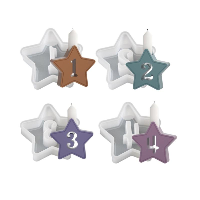 4pcs Creative Flexible Silicone Mold for Number Candle and Ambients Lights Decoration for Birthdays and Celebrations