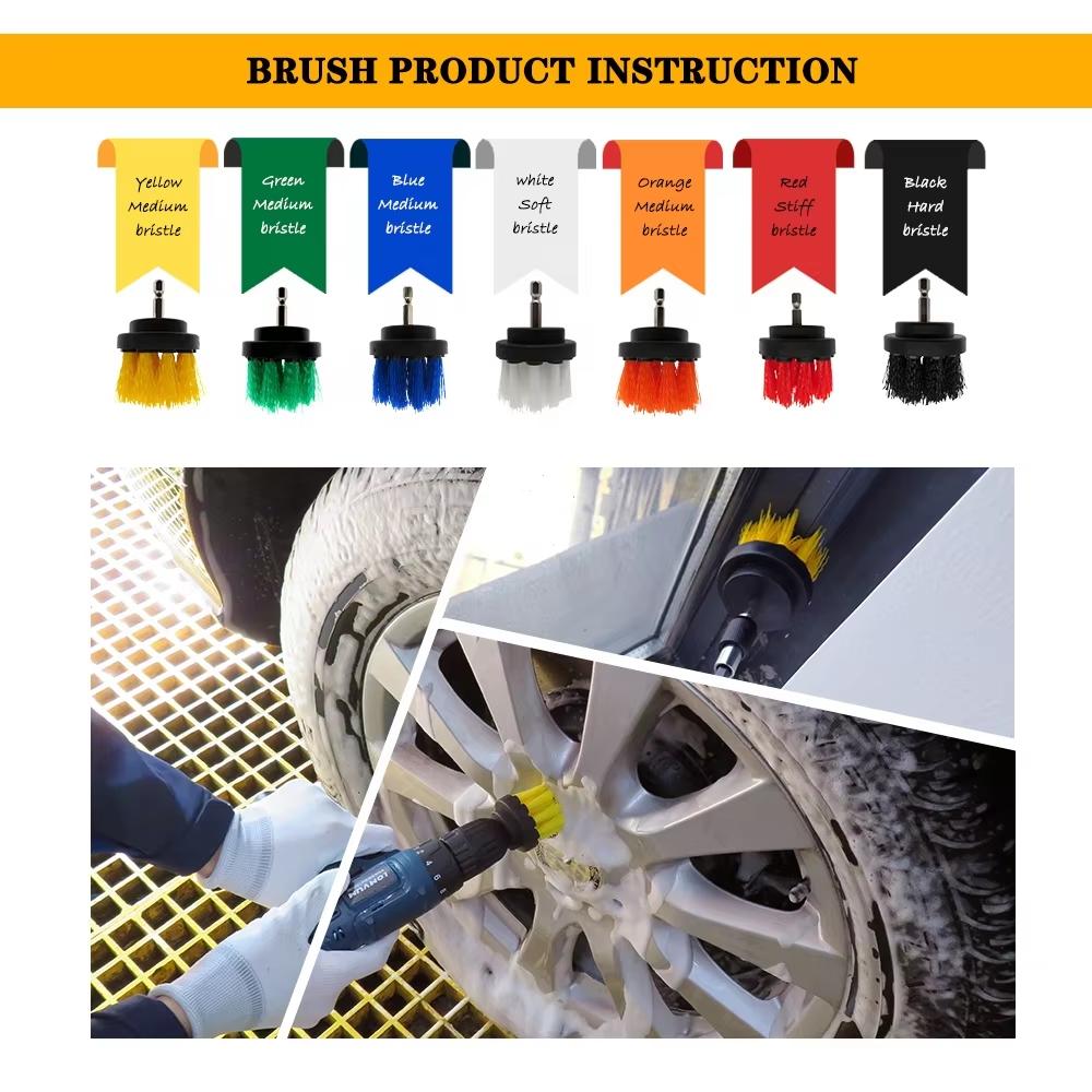 9PCS Black Electric Cleaning Brushes Set Scouring Pad Scrubber Polishing Tool Washing Brush Kit for Bathroom Corners Car Clean