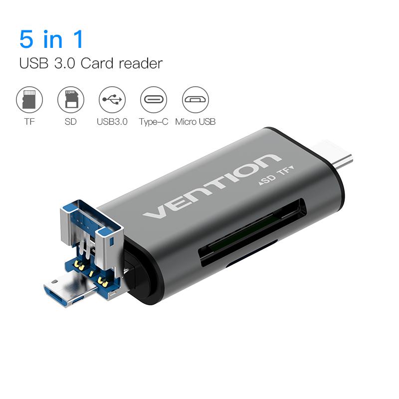 Vention Micro SD Card Reader Adapter Type C Micro USB3.0 SD Card Adapter for MacBook Laptop