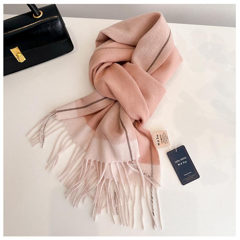 Luxury Winter 100% Wool Scarf Women Thicken Solid Cashmere Handkerchief Warm Pashmina 2 Colours Female Shawl Pareo Soft Bufanda