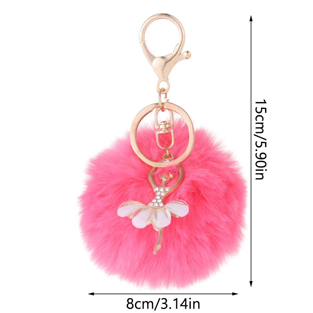 Fur Handbag Accessories Fluffy Angel Keychain Ballet Dancing Girl Keyring Car Pendant Key Buckle