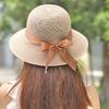 WTEMPO Женские весенне-летние широкополые однотонные солнцезащитные шляпы повседневные дышащие складные пляжные солнцезащитные шляпы с полосатым бантом из ленты