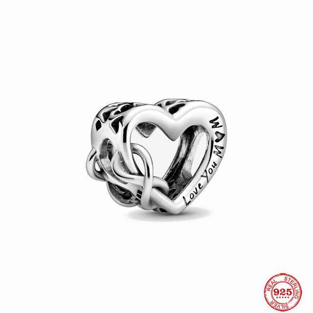 S925 серебряные тонкие бусины подходят для модного оригинального браслета, ожерелье, кулон для женщин, висячие блестящие подвески для мамы, ювелирные изделия