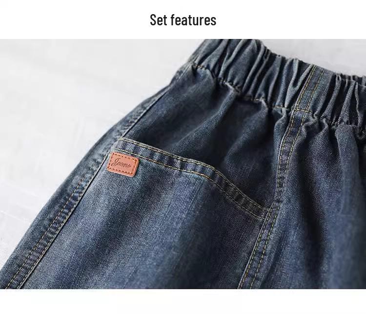 Summer Sale: Women's Loose Fit Elastic High Waist Wide Leg Denim Shorts, Plus Size, Retro Style.