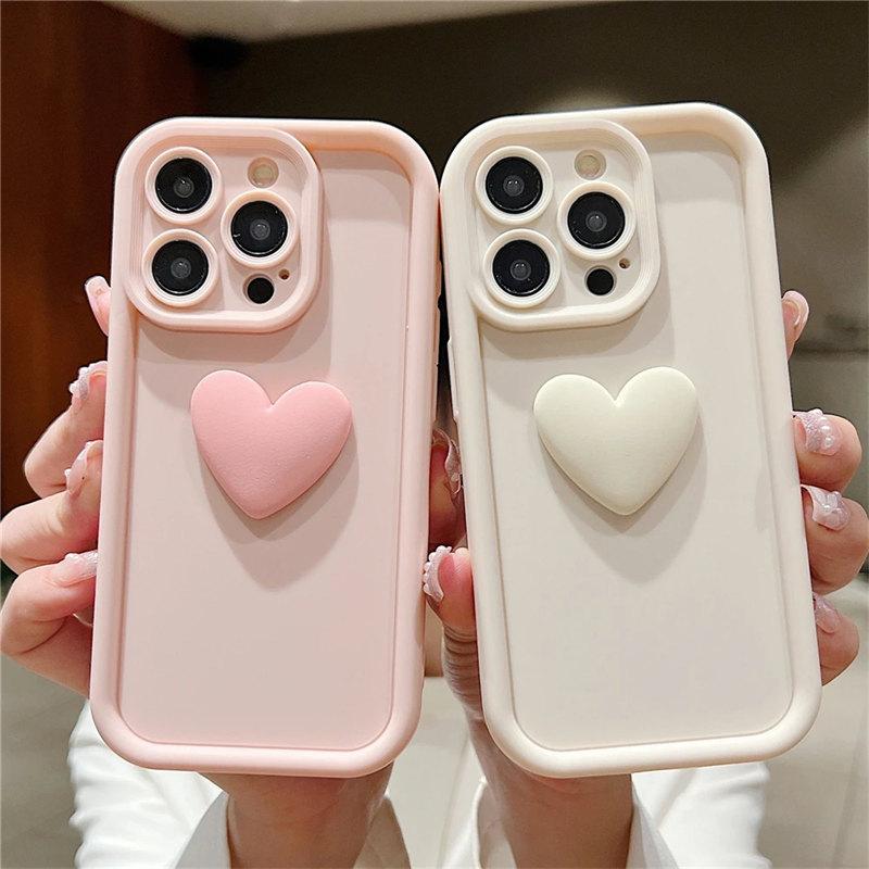 Милый мягкий жидкий силиконовый чехол с 3D сердцем любви для iPhone 15 11 12 13 14 Pro Max XR X XS Plus, бампер ярких цветов, противоударный чехол