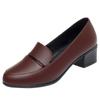 Women's High Heels Fashion Pumps Shoes Woman Genuine Leather Casual Single Shoes Comfortable Thick Heel Mother Shoes