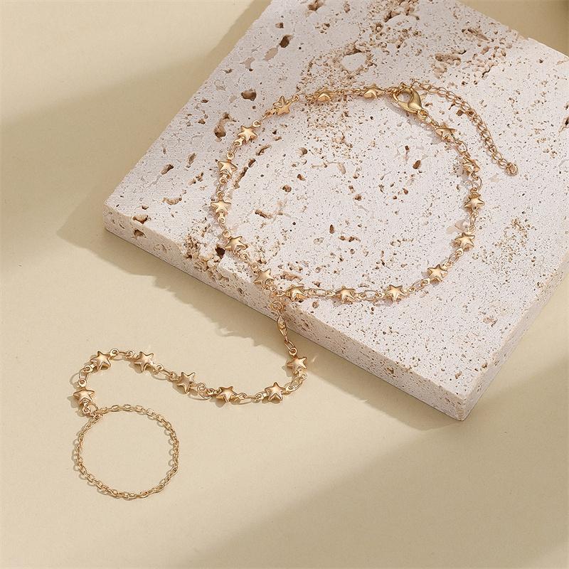 Изысканный браслет со звездой на запястье, богемный браслет для женщин, цепочка с кисточками, подвески, кольцо на палец, женское модное эстетическое ювелирное изделие, подарок