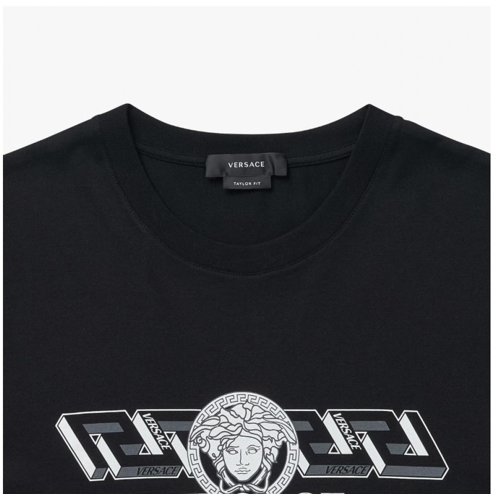 VerSace 1008461 1a06051 1b000 Greca Logo Men S Short Sleeve Tee