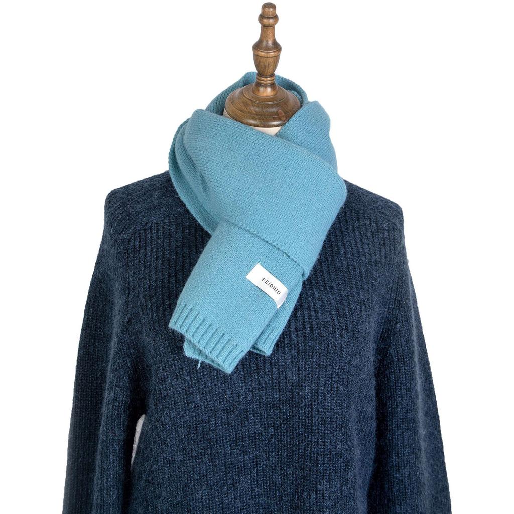 Модный зимний однотонный теплый шарф для женщин, модный мужской вязаный шарф, шаль