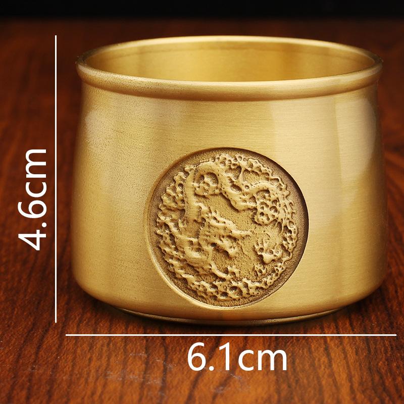 Brass Dragon and Phoenix Wine Glass Office Living Room Entrance Decoration Lucky Basin Desktop Ornament Creative Metal Handicraft