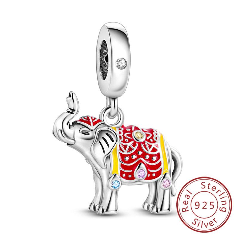 925 Silver Elephant Charm Beads Vintage Pendant for Women Fine Jewelry Gifts Fit Bracelet Necklace Handmade