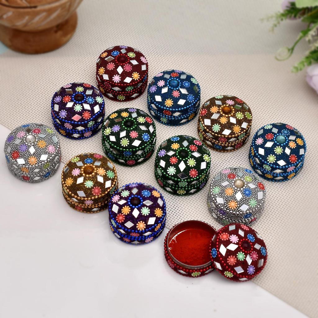 Aluminum Lakh Sindoor Boxe, Kumkum Box Bharani Wedding Return Gifts (Set of 12)