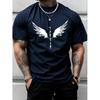 New Summer Men's Fashion T-shirt Personality Wing Printed Men's T-shirt Top