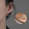 Women Girls Rregular Dislocation Earring 925 Sterling Silver Goth Ear Studs Plain Hoop Earrings