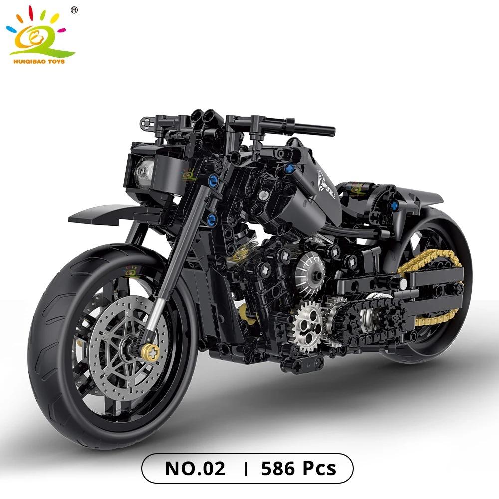 HUIQIBAO высокотехнологичный классический мотоцикл, модель здания, блоки, мото-городской гонщик, кирпичи, игрушка для детей, мальчиков, детей, взрослых, набор MOC автомобилей
