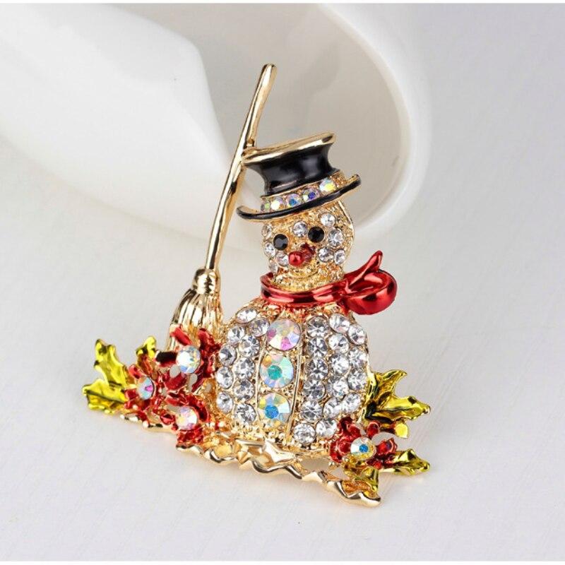 Blucome Christmas Cute Colorful Anime Snowman Brooch for Women Men Suit Coat Hijiab Pins New Year Gift