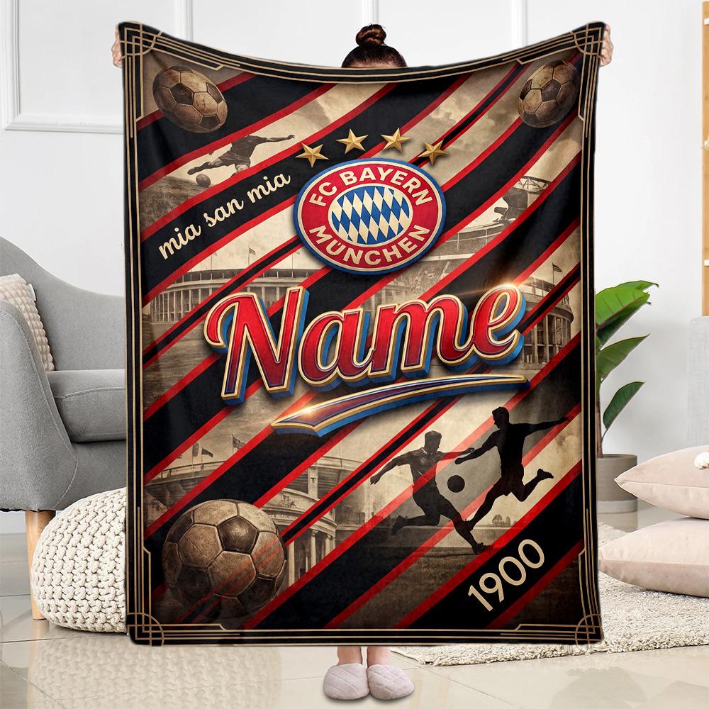 Bayern Munich Legacy Customize Text Blanket Cozy Customizable Blanket Comfortable Perfect for Seaside Sofa Livingroom Bed for All Occasions