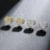 Stylish and Exquisite Geometric Love-shaped Copper Inlaid Zircon Full Diamond Women's Stud Earrings Earrings Jewelry