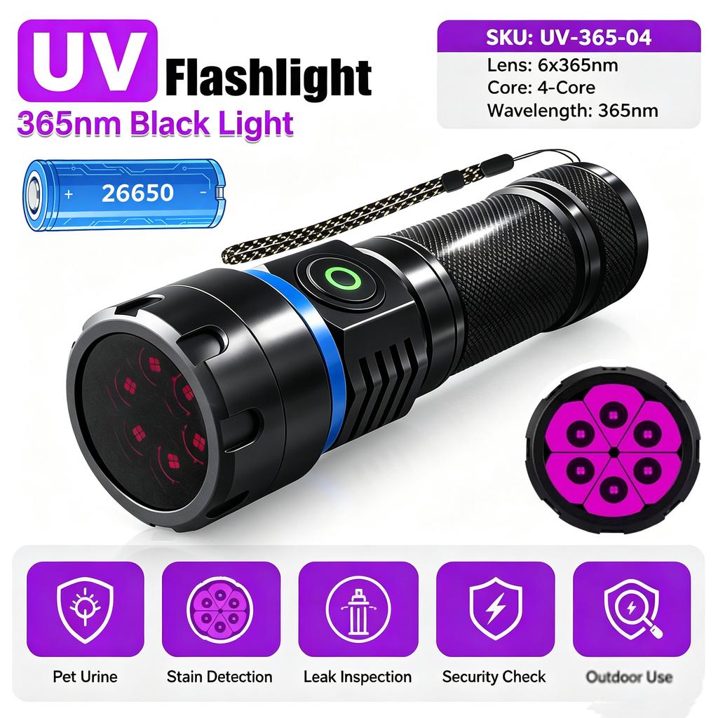 Powerfu 120W 365nm UV Flashlight Black Light Black Mirror Purple Light Detection Torch USB C Rechargeable Ultraviolet 26650 Lamp5