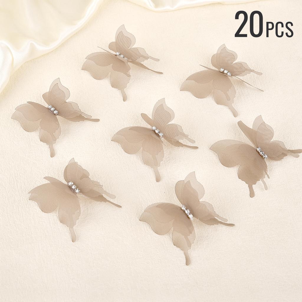 Gradient Color Organza Fabric Butterfly Appliques 10/20pcs Translucent Chiffon Butterfly For DIY Sewing Craft Decoration 5cm