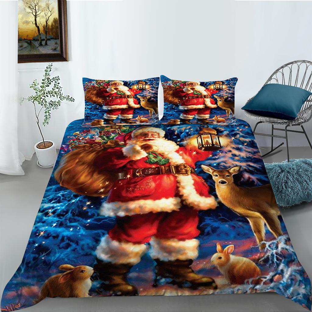 3D Santa Claus Bedding Set New Year Duvet Cover 2/3 Christmas Bedding AU210 * 210 Full Size Christmas Atmosphere Decoration