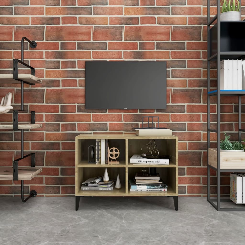 TV Cabinet with Metal Legs Sonoma Oak Finish 69.5 x 30 x 50 cm