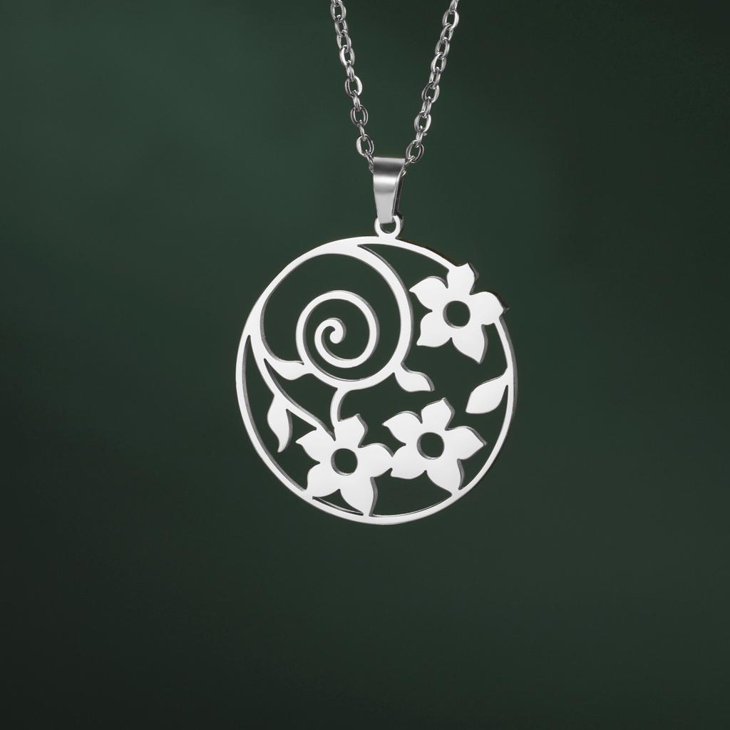 Teamer Flower Snail Circular Necklace Stainless Steel Jewelry For Women Countryside Style Accessories No Rust Friend Gift New
