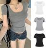Women's 2025 Summer Pure Cotton Slim Fit Short Sleeve U-Neck T-Shirt