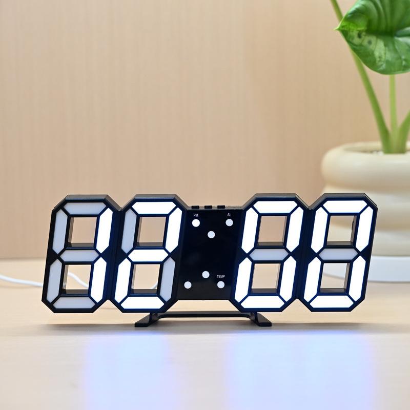3D LED Digital Wall Clock, Modern Minimalist Desktop & Wall Mounted Electronic Clock For Living Room