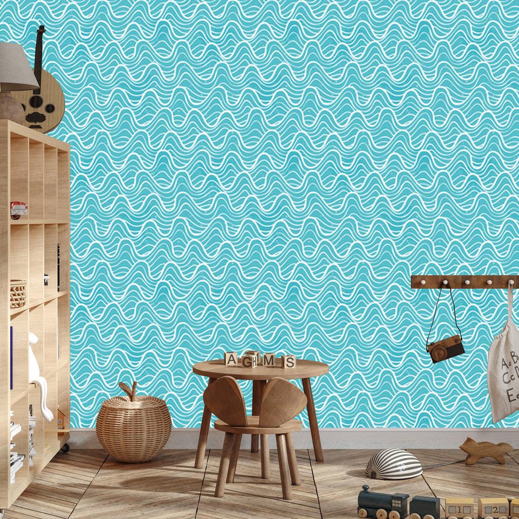 Turquoise Waves Wallpaper for Living Room and Bedroom 50x1000