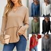 Women's Casual Shirt Solid Color Long Sleeved Patchwork Solid Color Loose Sweatshirt for Women