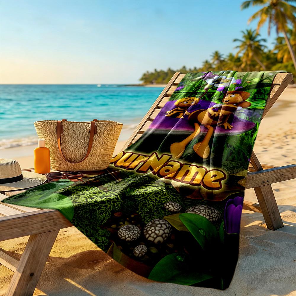 Biene Maja Personalized Name Beach Towel Soft Durable Quick-Dry Ideal for Travel Outdoor Swim Pool Yoga Surf Camping Hiking Gym Gift Holiday
