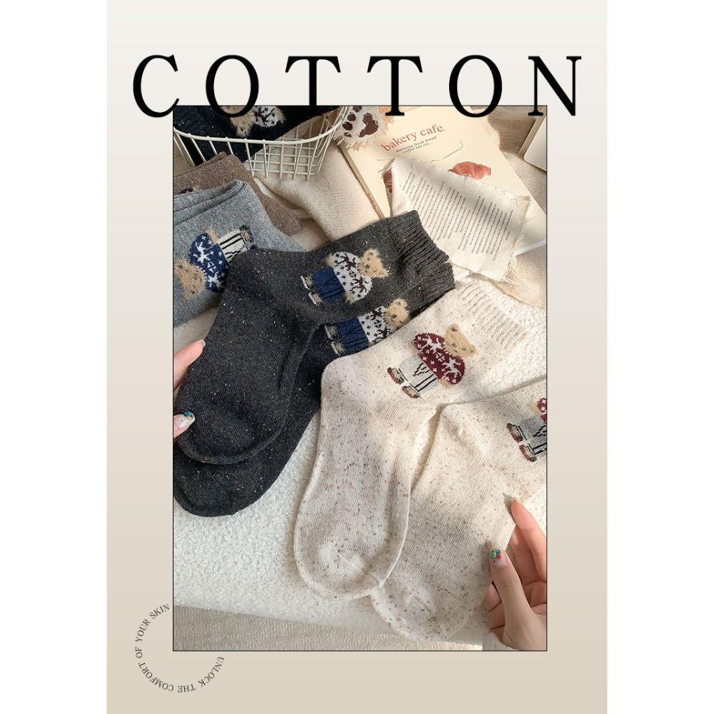 Cartoon Women's Socks Bear Wool Socks Soft Cotton Socks Gifts