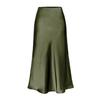 Womens Satin Silk High Waist Slit Midi Skirt Elastic Waistband Midi Skirts for Women