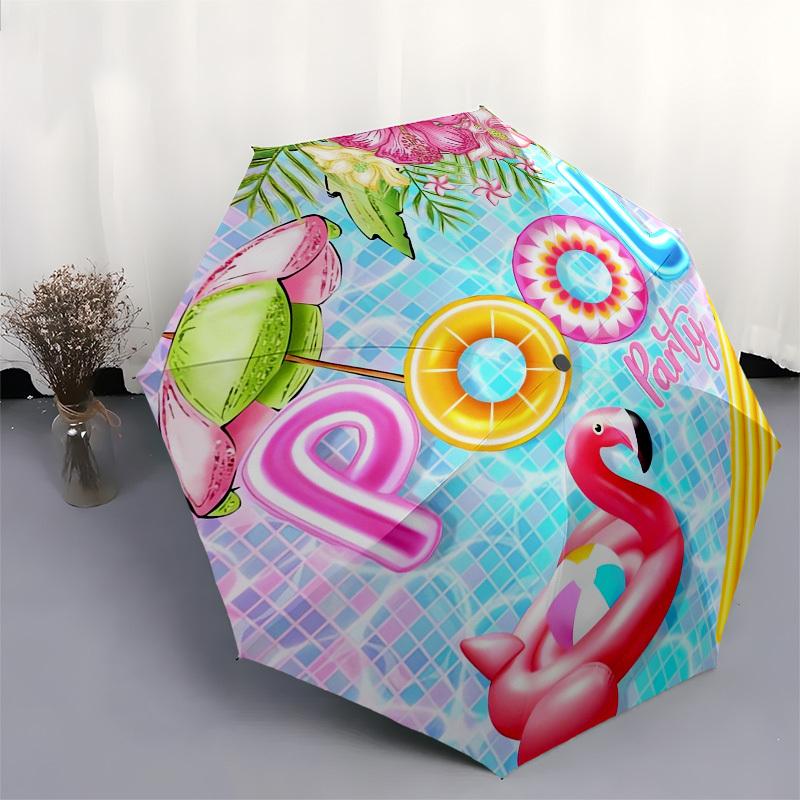 1pc Flamingo, Pool Party Themed High-quality Umbrella,Automatic Opening and Closing Umbrella,Multi-functional Umbrella G0811242