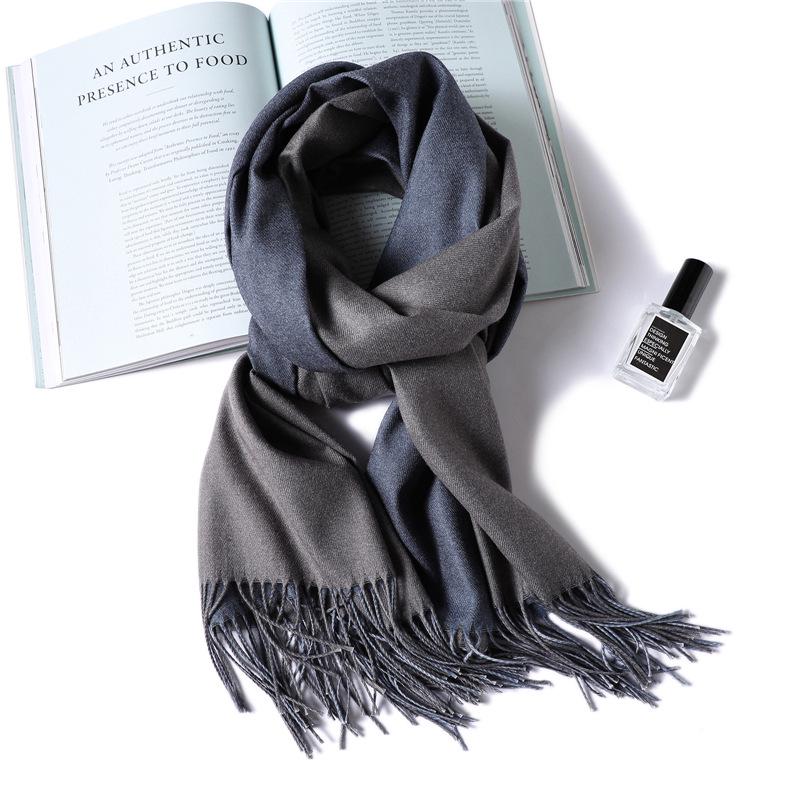 2024 European And American New Solid Color Versatile Autumn/Winter Double Color Imitation Cashmere Scarf Women'S Warm Big Shawl Neck