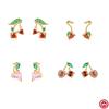 Серьги-гвоздики с розовыми вишней и фруктами Love Element Design, контрастные цветные летние серьги Love Element Strong Sense