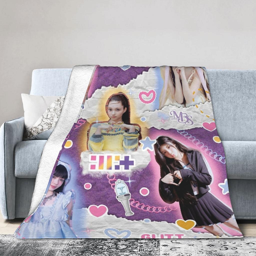 ILLIT Kpop Girl Group Blanket Flannel Print Multifunction Ultra-Soft Throw Blanket for Bedding Office Rug Piece