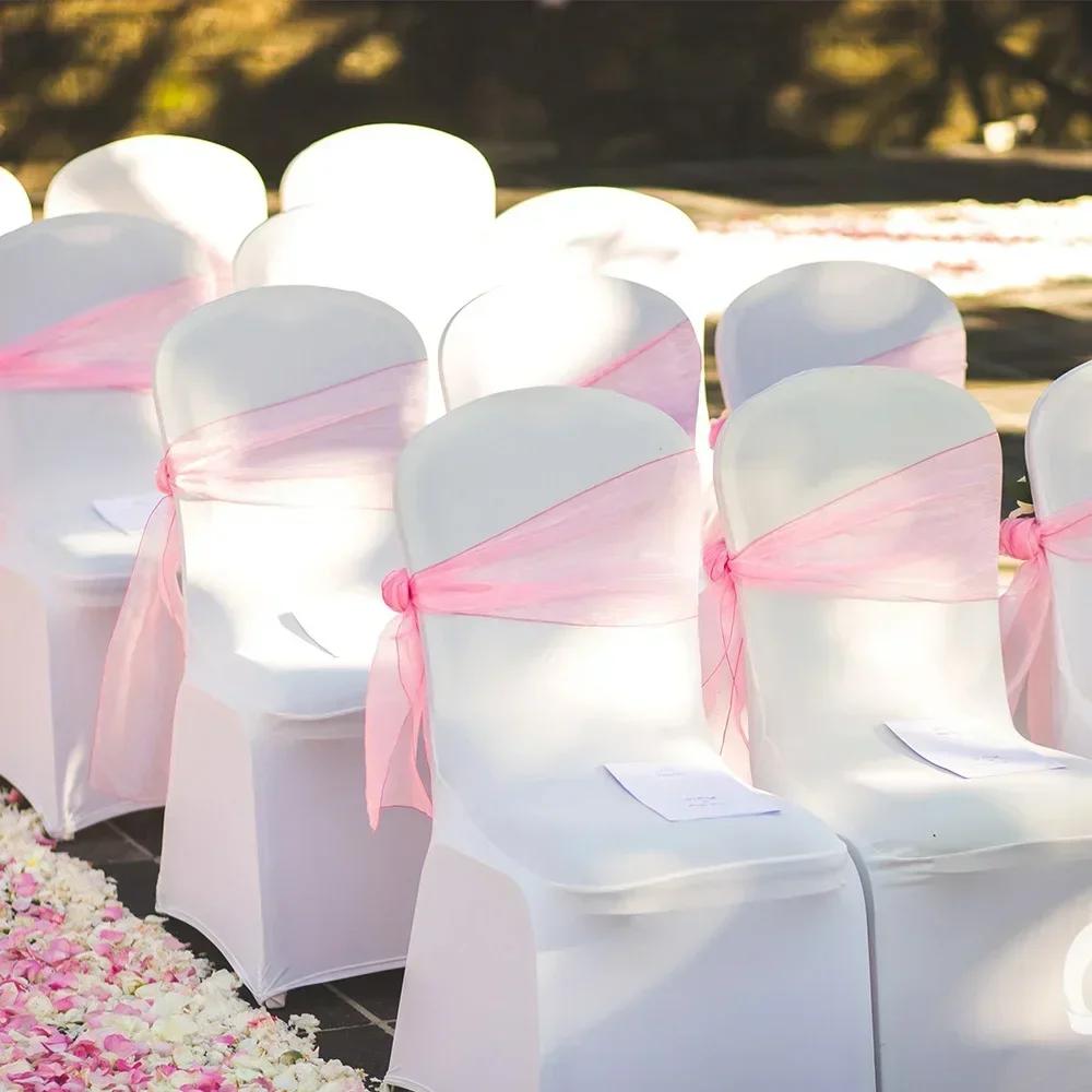 25Pcs Chairs Sashes for Wedding Chair Covers Chair Bow Sashes Chairs Ribbons for Party Ceremony Wedding Chair Decoration