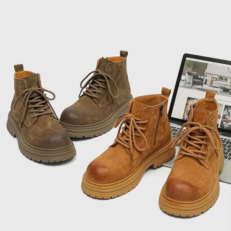 Мужские ботинки из замшевой кожи, ботинки для верховой езды, мужские повседневные ботинки на толстой подошве, модные рабочие ботинки