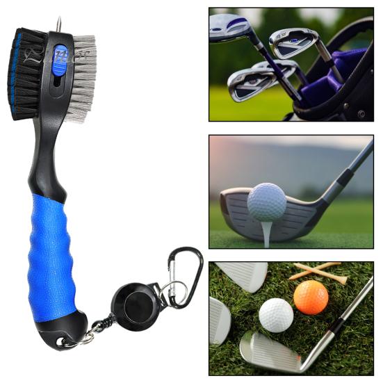 Щетка для клюшек для гольфа Инструмент для чистки клюшек для гольфа с выдвижным тросом и алюминиевым карабином Аксессуар для чистки клюшек для гольфа
