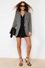 Women's Fashion New Blazer Jacket Gray Oversize Basic Woven Blazer Jacket