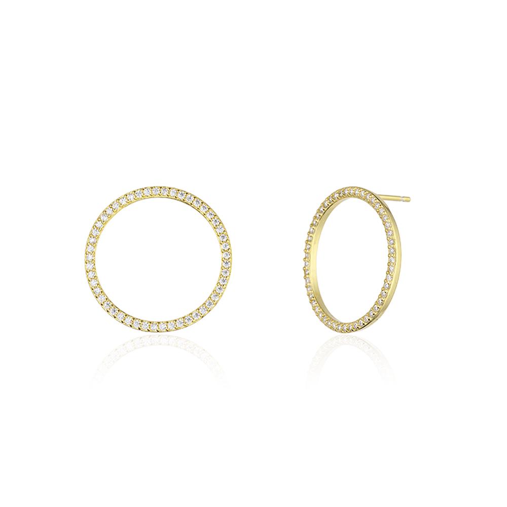 ANDYWEN Стерлингового Серебра 925 пробы, золото, большой круг, CZ Pave, серьги-гвоздики, клипсы, роскошные ювелирные изделия, круглые хрустальные женские клипсы, драгоценности