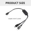 USB 5-контактный кабель для зарядки 1 в 2 выхода со встроенными переключателями и светодиодной подсветкой для светодиодной лампы 5V2A и портативной электроники Черный