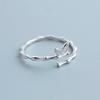 925 Sterling Silver Butterfly Bamboo Slub Zircon Opening Rings Trendy Ring Jewelry for Women Accessories S-R525
